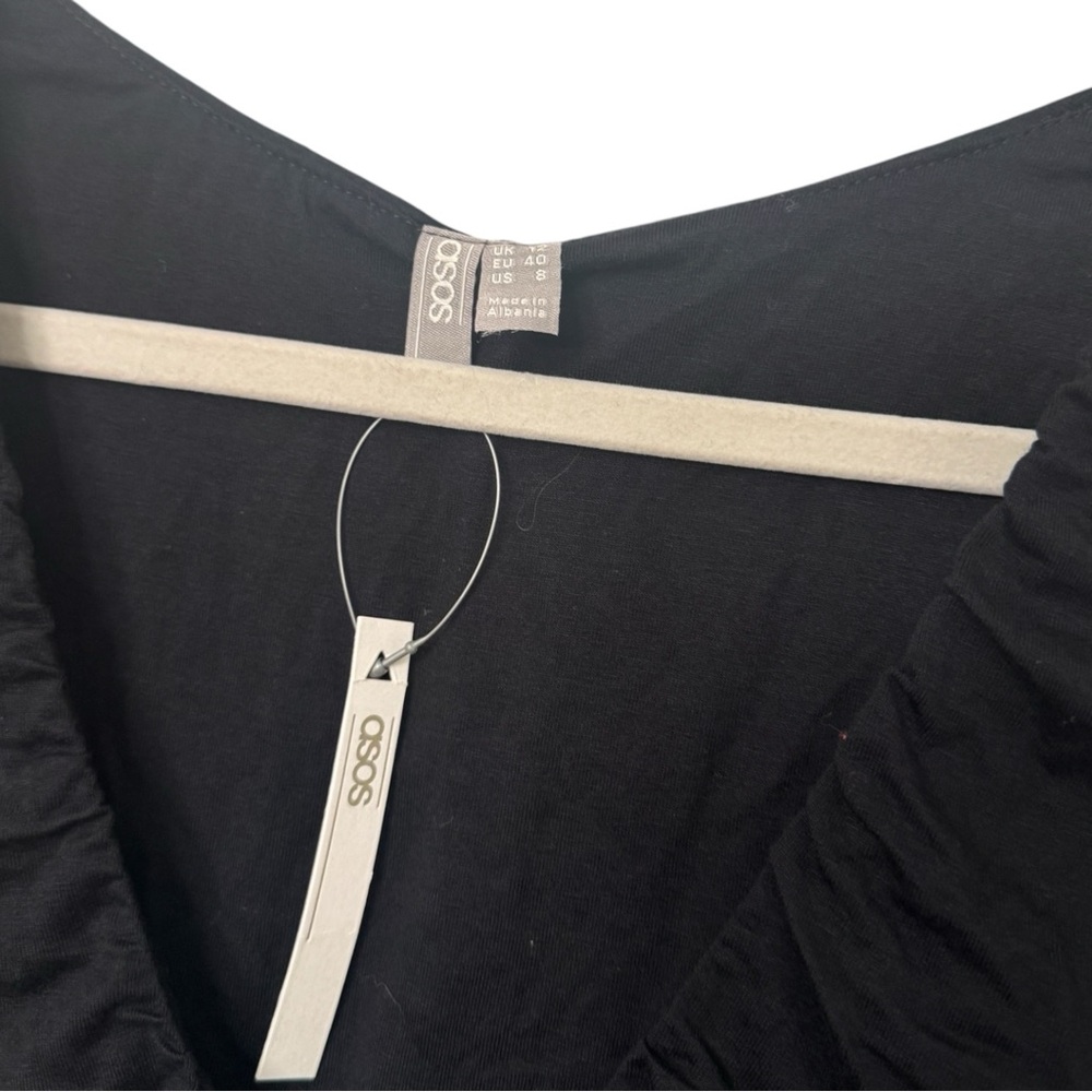 NWT ASOS Slinky Sexy Black Ruched Dress Bodycon Date Night Party Edgy Curvy - Picture 5 of 6